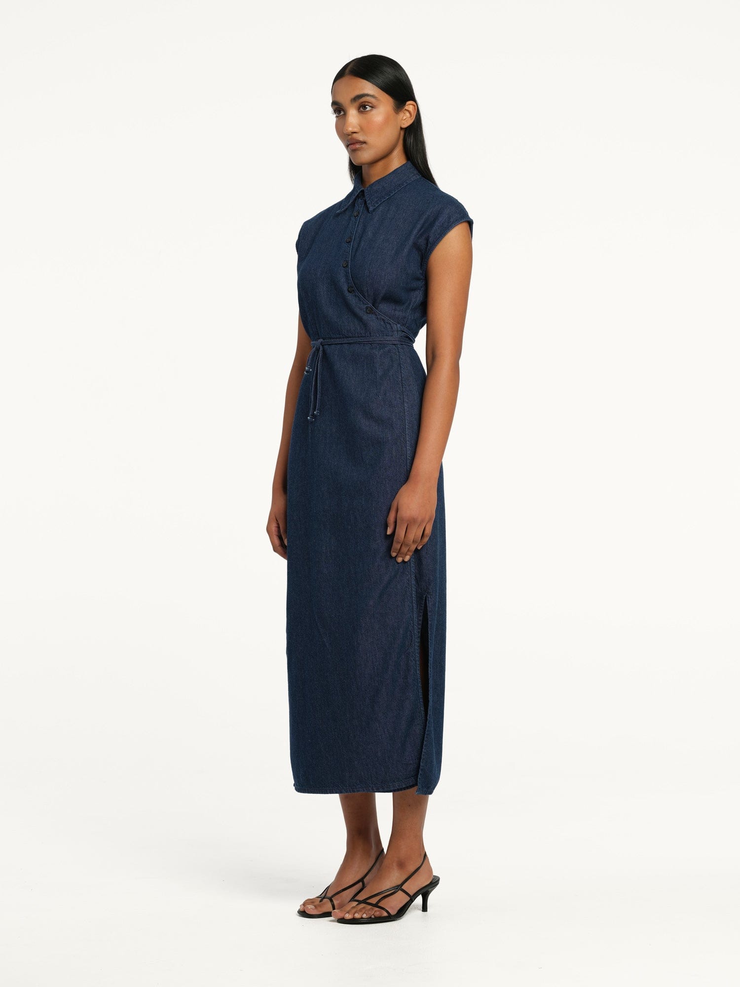 Audrey Wrap Dress Shadow Blue