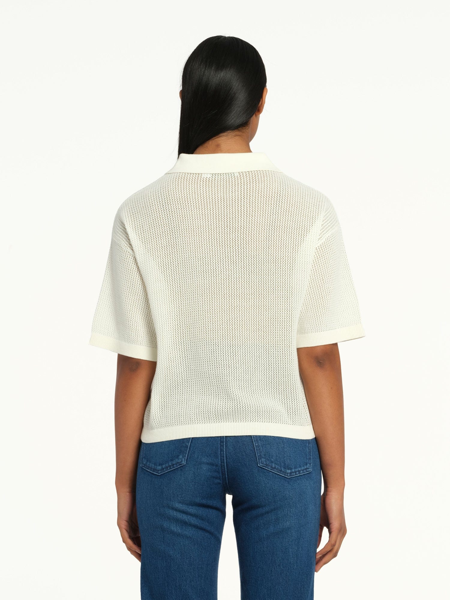 Helen Open Knit Polo Ivory