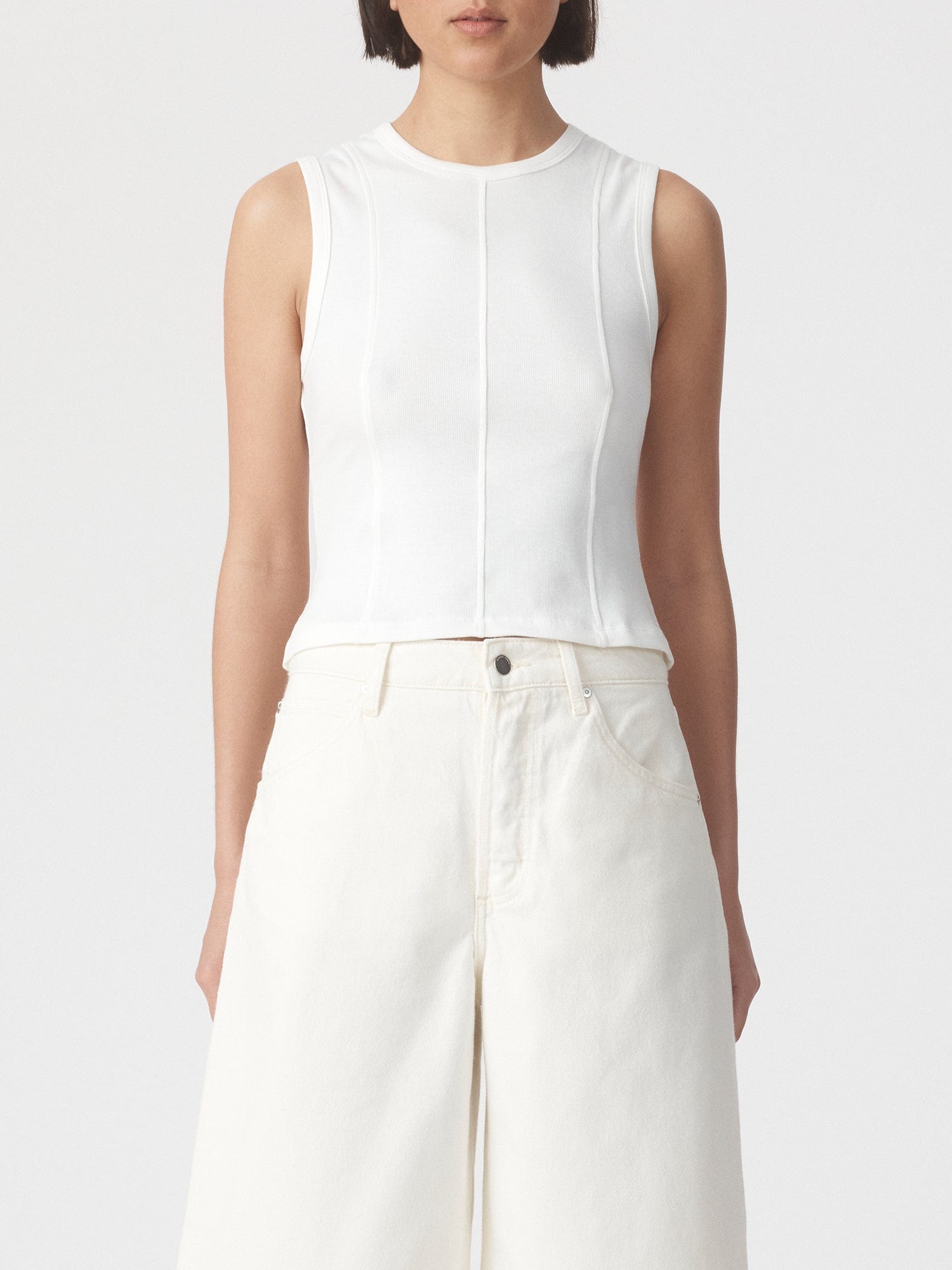 Panelled Rib Tank Ecru