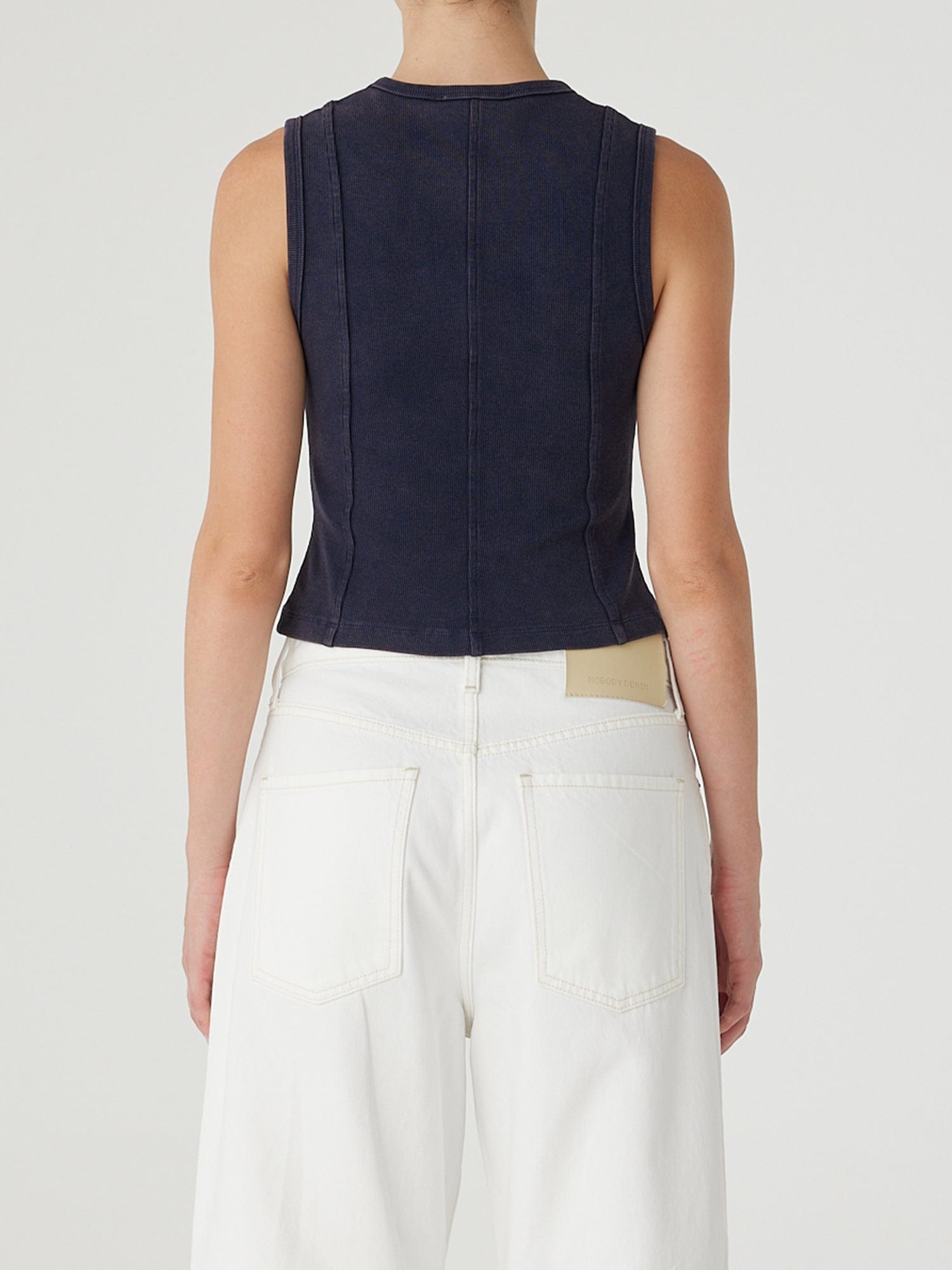 Panelled Rib Tank Smokey Blue