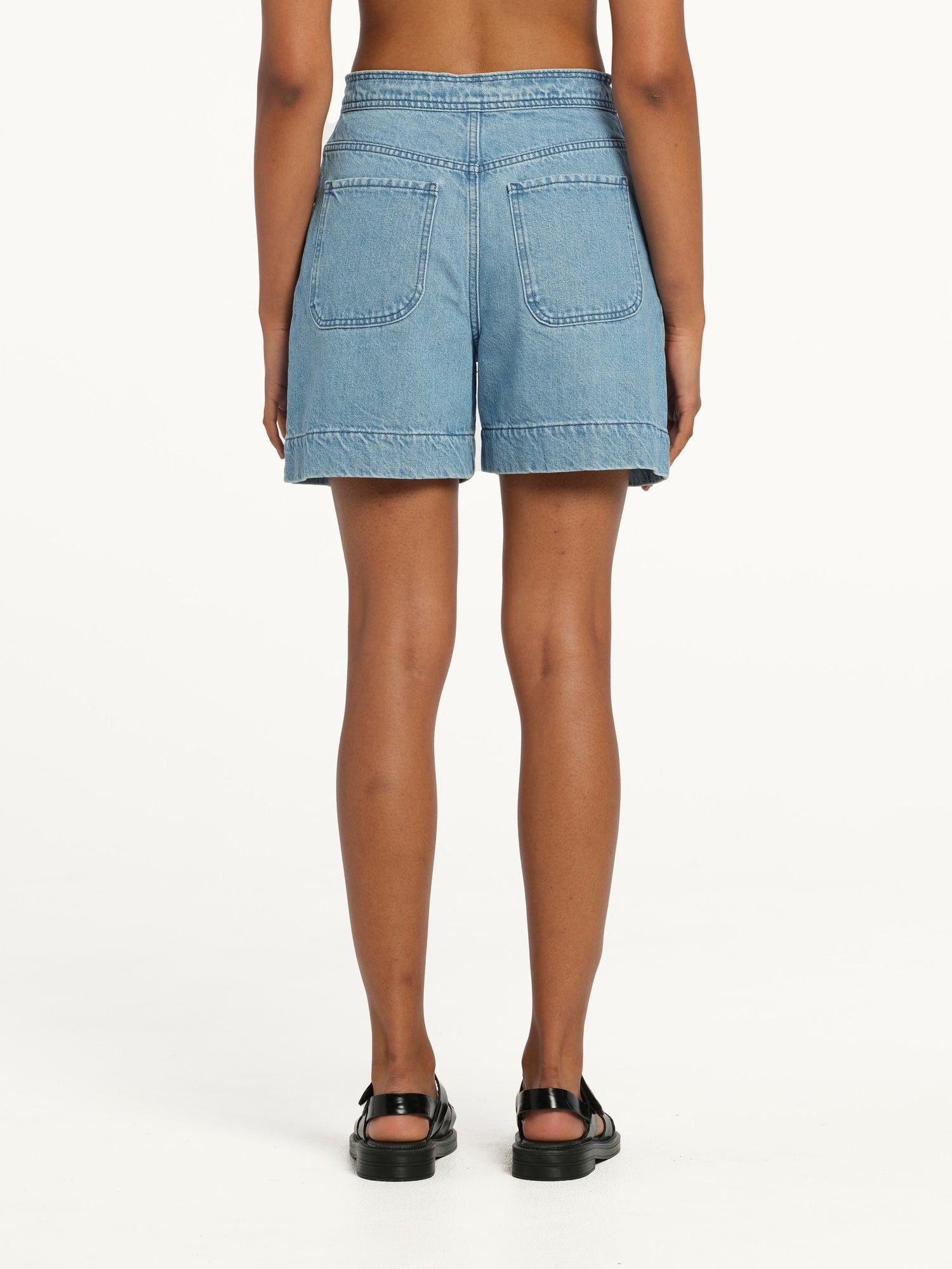 Sophie Drawcord Short Saunter | Linen Denim