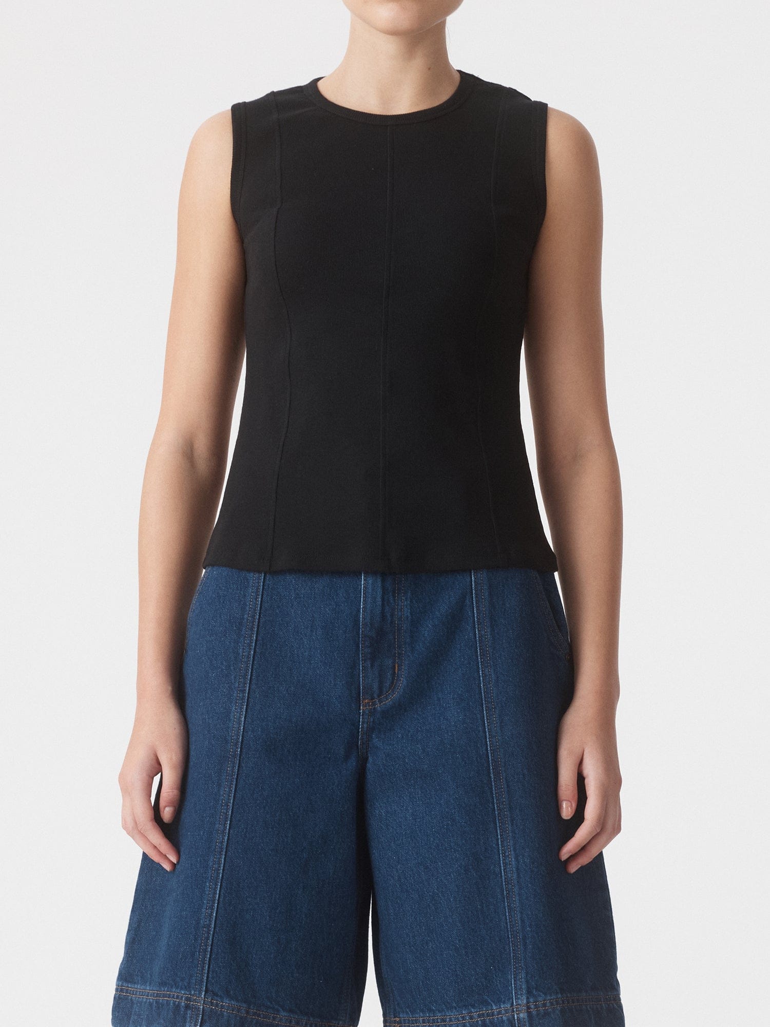 NEW | Panelled Rib Tank Black