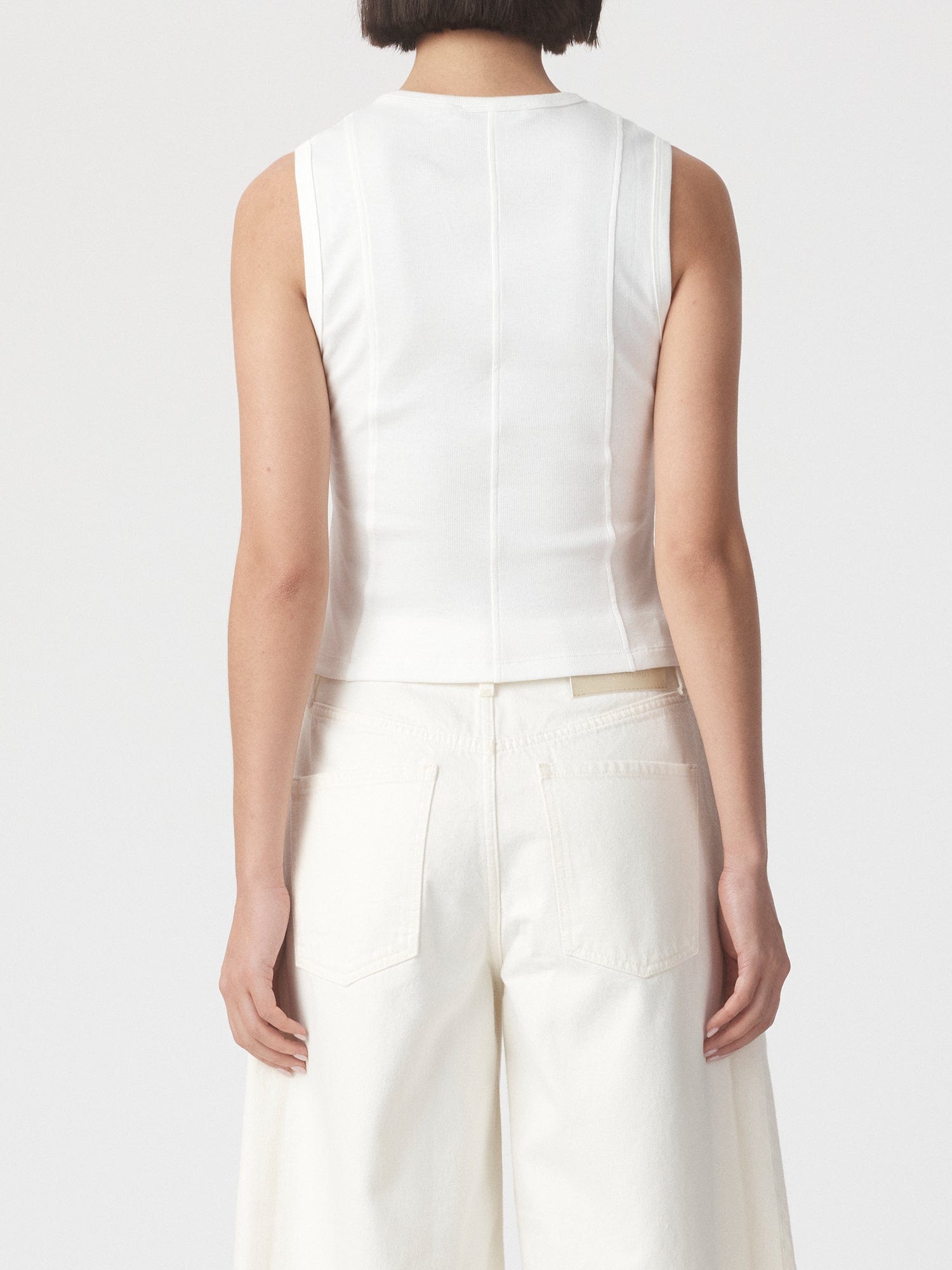 Panelled Rib Tank Ecru