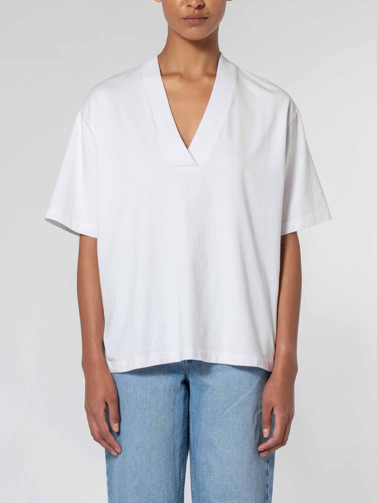 Deep v white shirt on sale