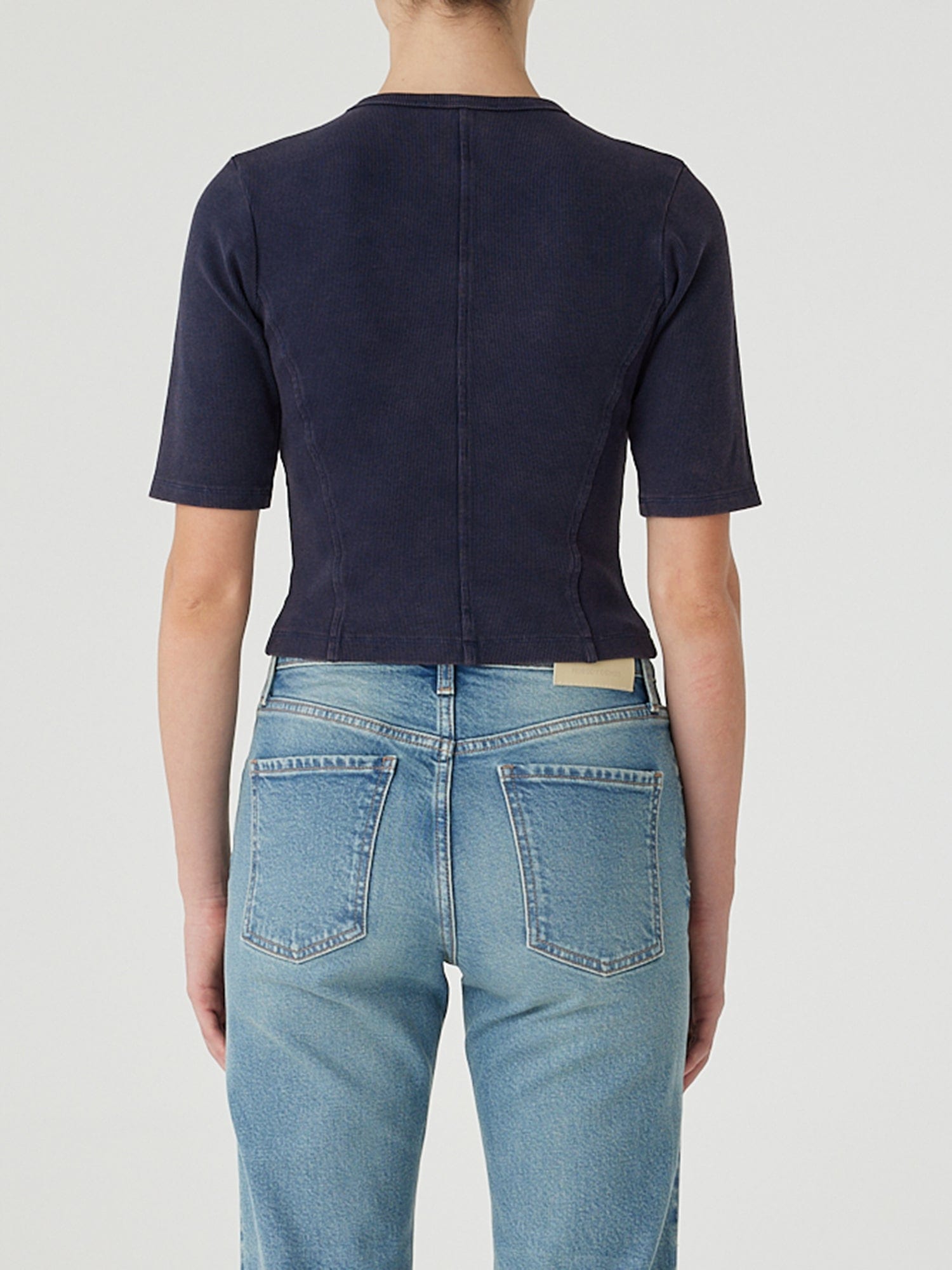 Panelled Rib Tee Smokey Blue
