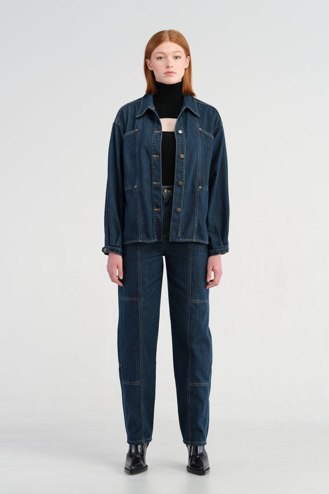 Louise Utility Shirt Mid Century Blue