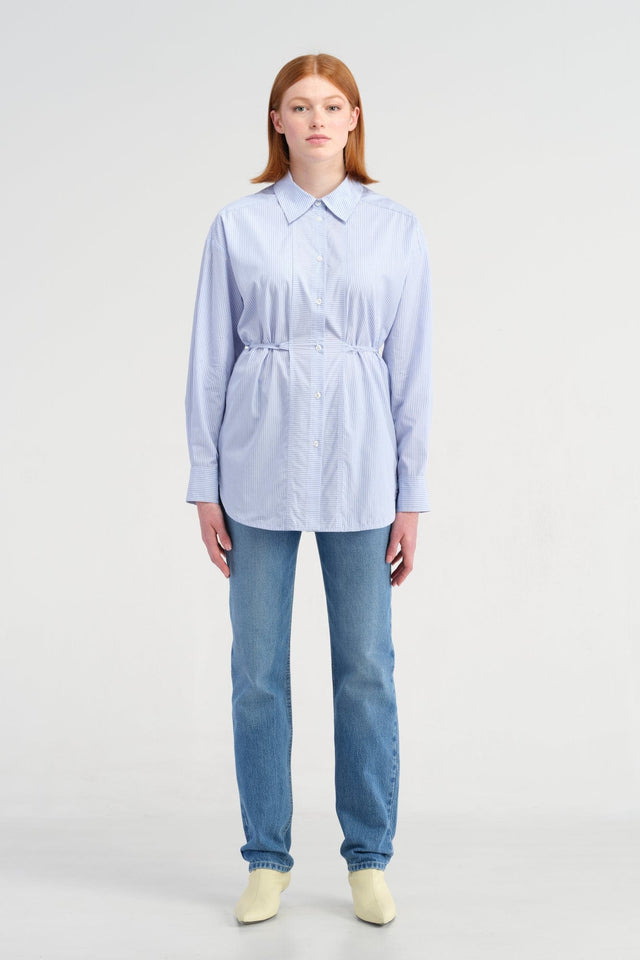 Tessa Wrap Shirt Blue Stripe